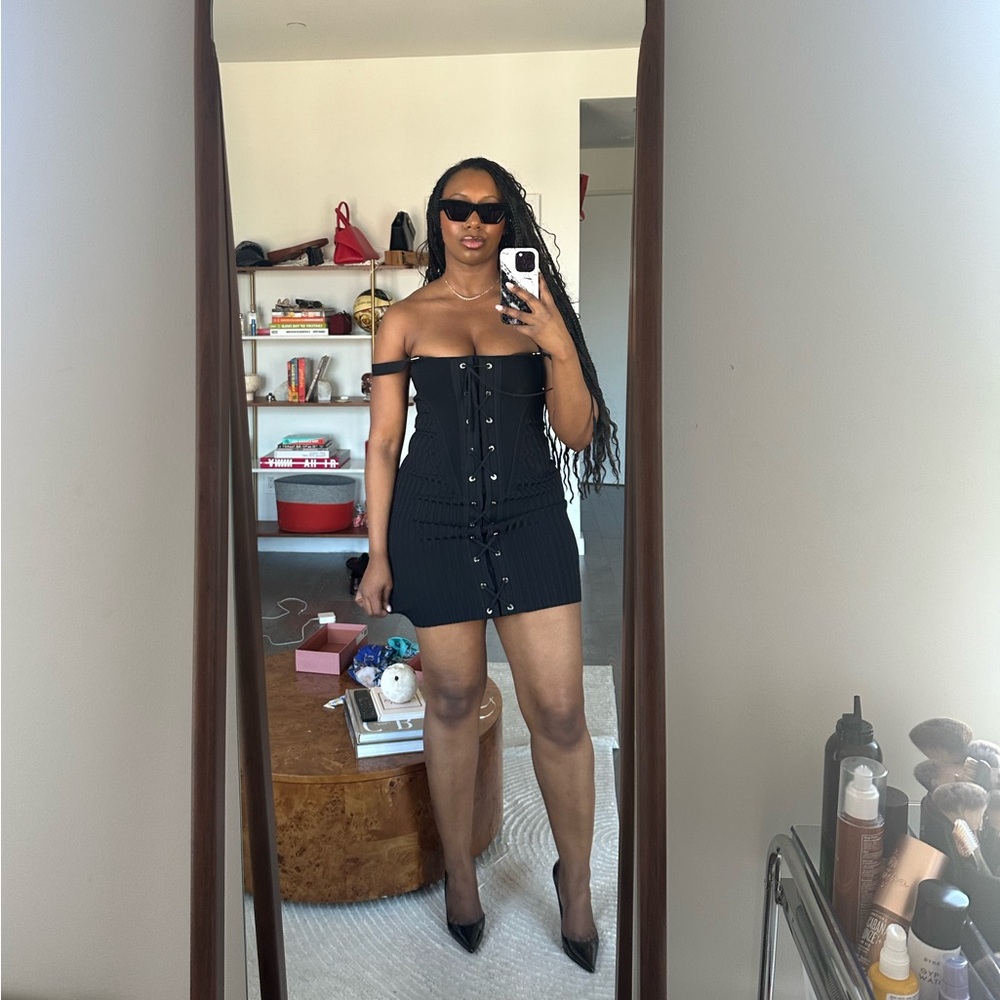 Dion Lee Black Lace-Up Dress (AU Small / US 4)